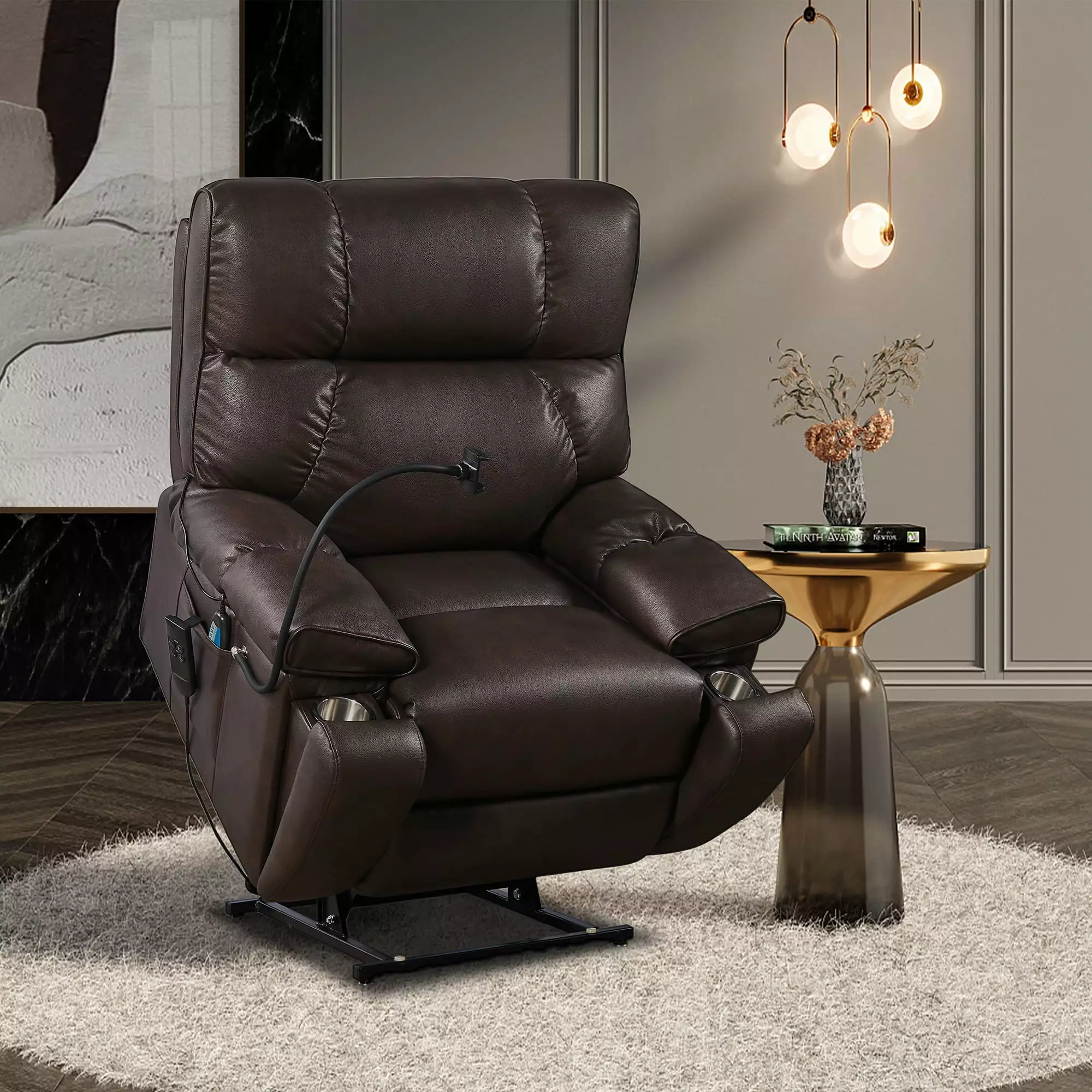 CoSoTower Electric Power Lift Recliner Chair Massage Heat and Phone Holder Elderly