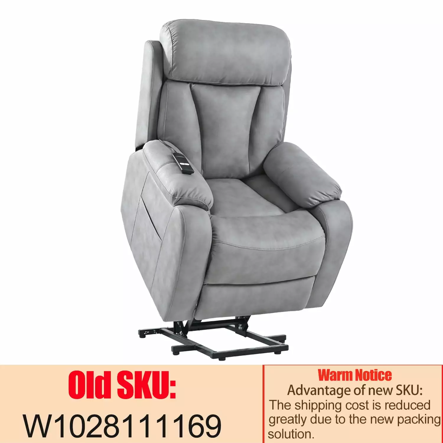 CoSoTower Electric Power Lift Recliner Chair Elderly Remote Control and Side Pocket Light Gray