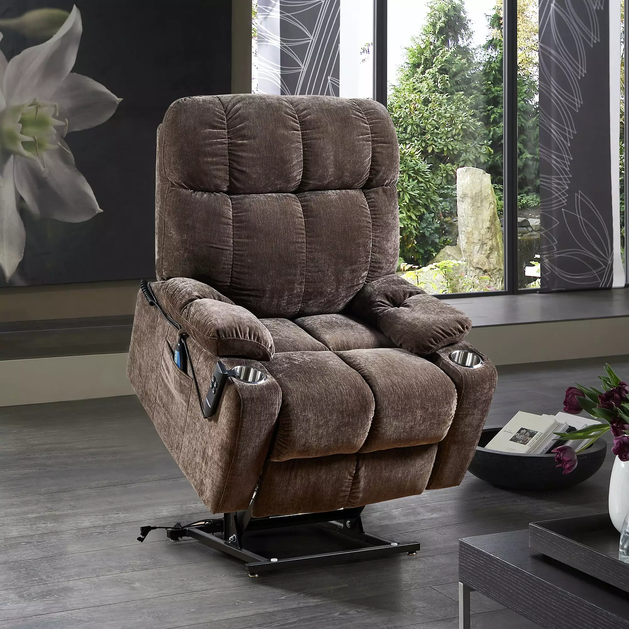 DeeHome Liyasi Dual OKIN Motor Power Lift Recliner Chair Heat Massage Elderly 180° Lay Flat