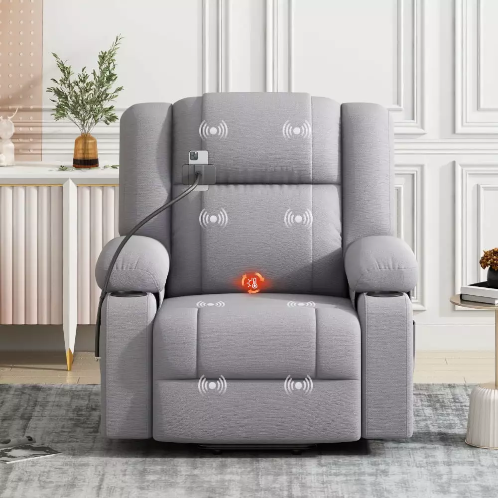 DeeHome Power Lift Recliner Chair Massage and Heating Functions Elderly - Grey