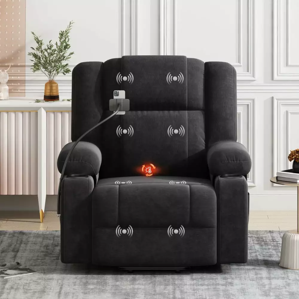 DeeHome Power Lift Recliner Chair Massage and Heating Functions Elderly - Black
