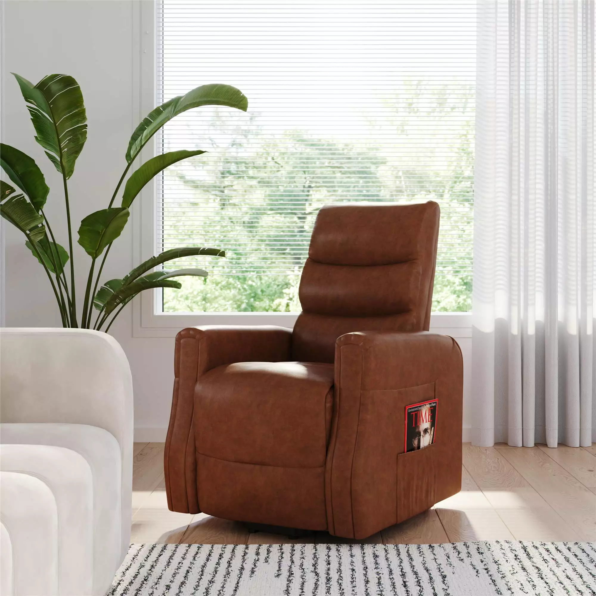 DHP Milton Power Lift Recliner Chair Camel Faux Leather