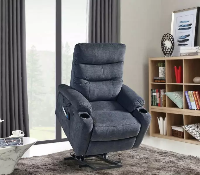 Trek Electric Power Lift Recliner Chair Massage and Heat Dark Gray Go Green Woods