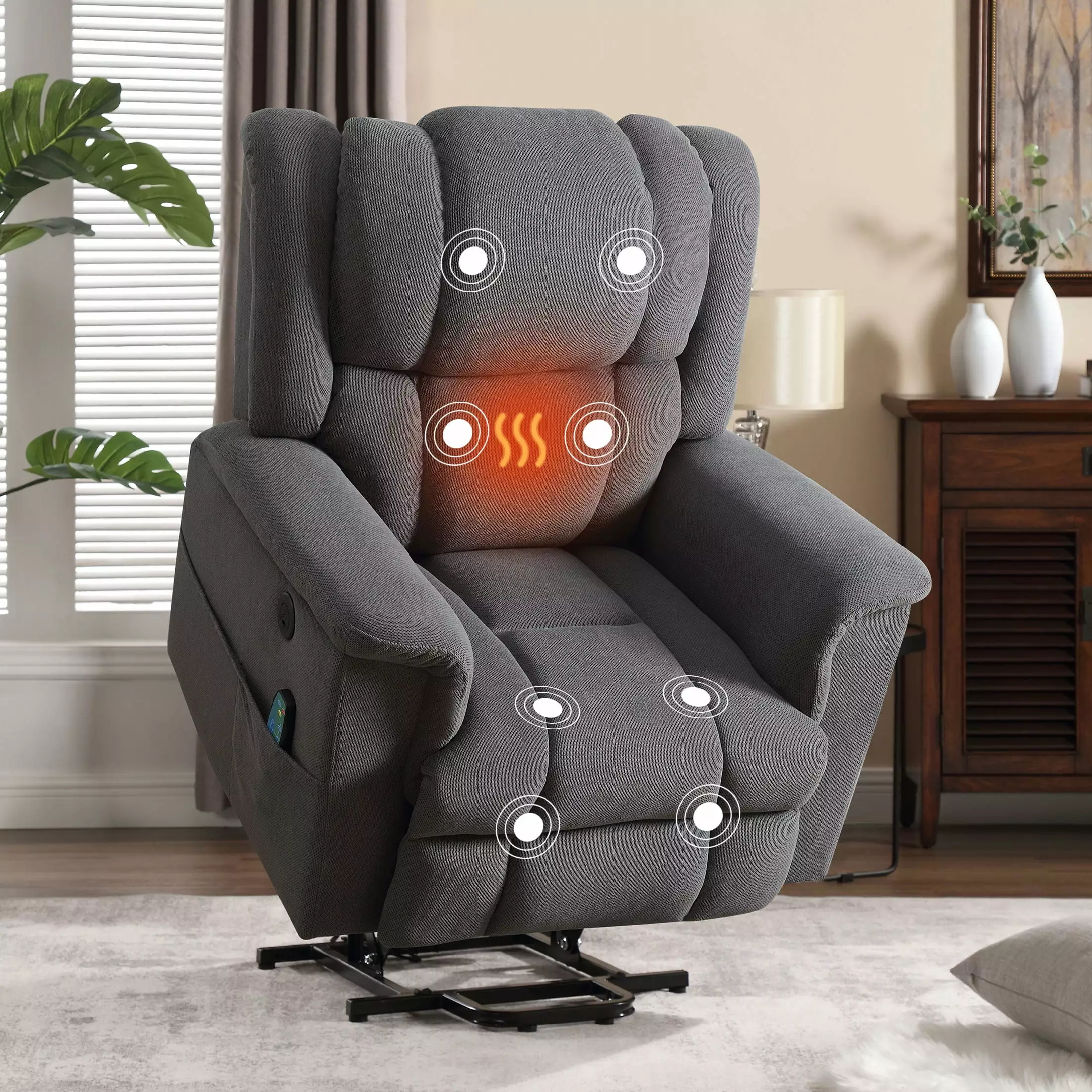 Power Lift Recliner Chair Recliners Elderly Heat And Massage Recliner Chair Living Room Infinite Position And Side Pocket ...