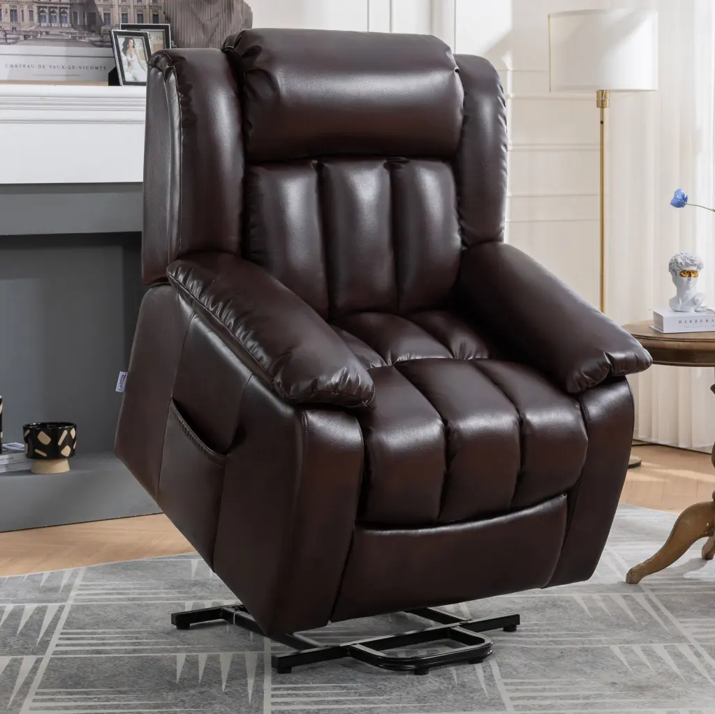 Lift Recliner Chair Electric Power Recliner Chair Elderly Red Brown lehboson