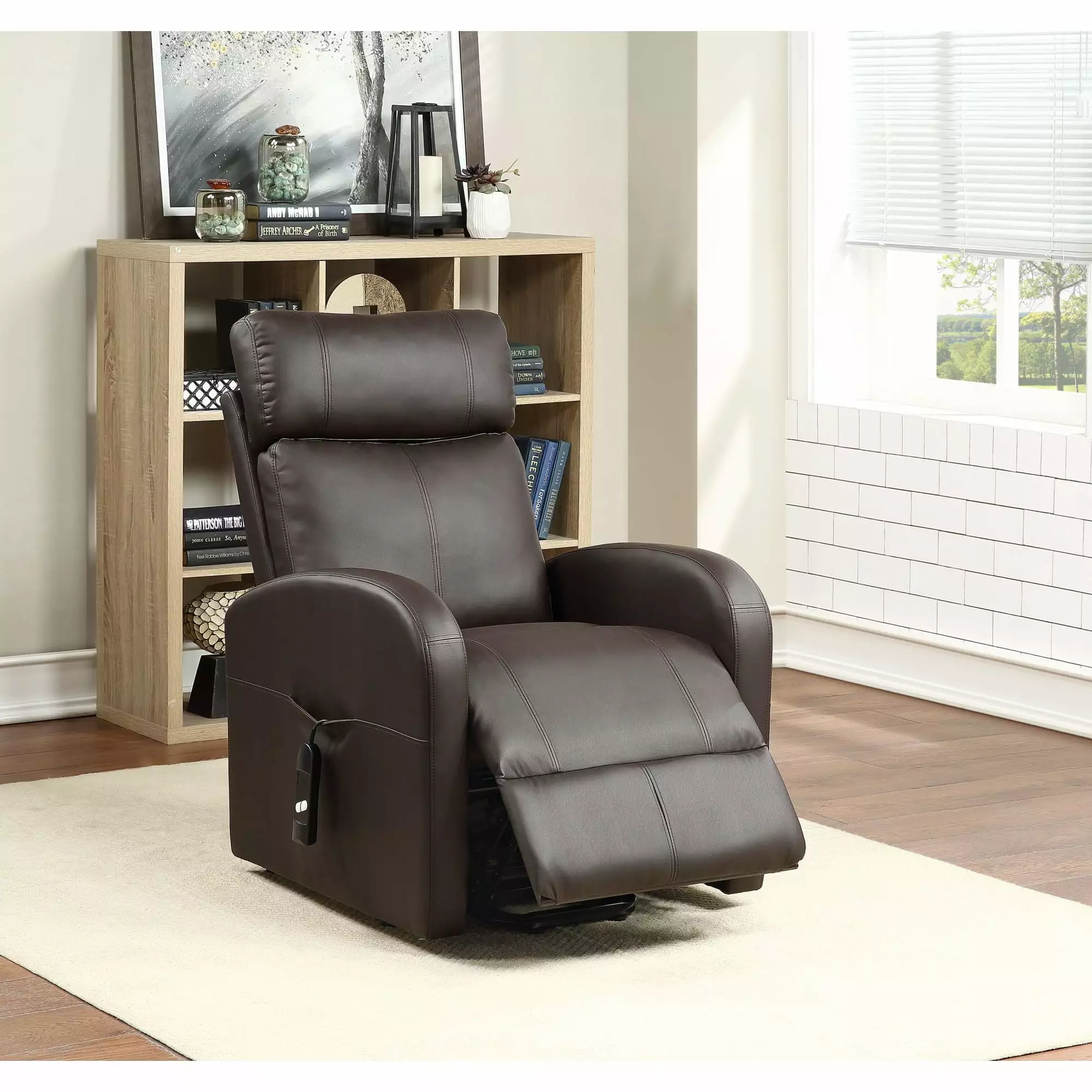 Miekor Furniture Ricardo Recliner Power Lift Brown PU Comfortable