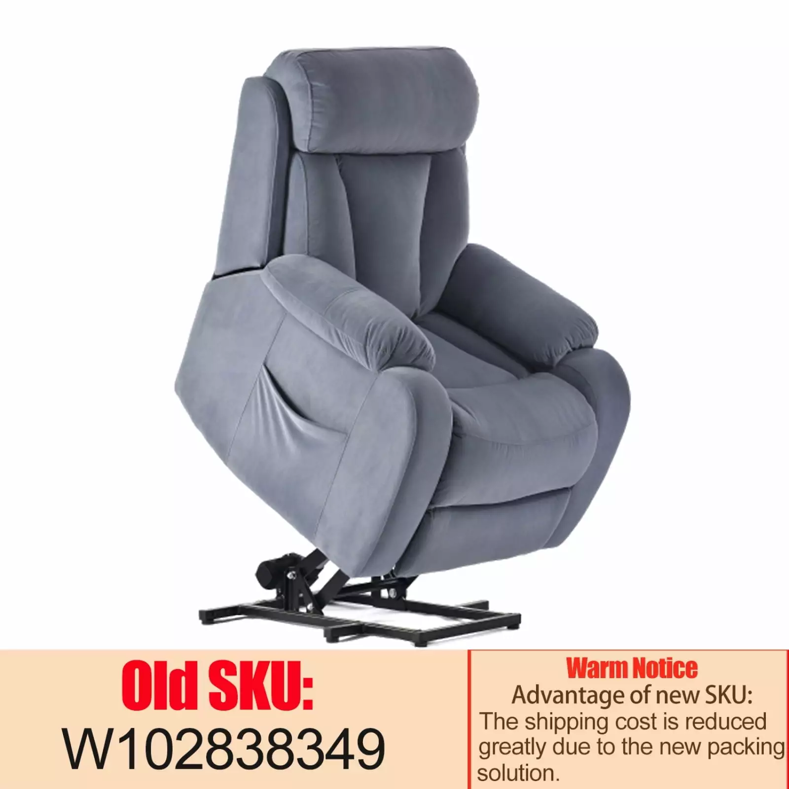 Miekor Power Lift Recliner Chair Elderly, Remote Control, Anti-Skid Australia Cashmere Fabric, Light Blue Living Room Sofa