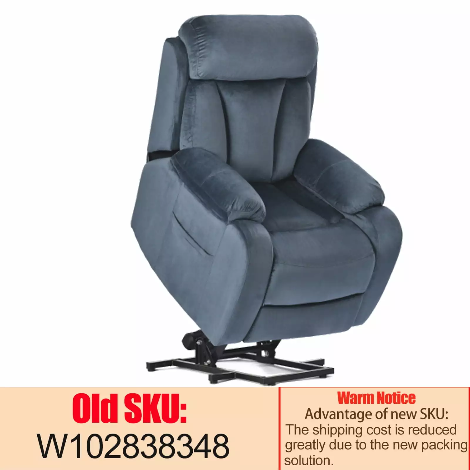 Miekor Power Lift Recliner Chair Elderly, Remote Control, Anti-Skid Australia Cashmere Fabric, Navy Blue Living Room Sofa