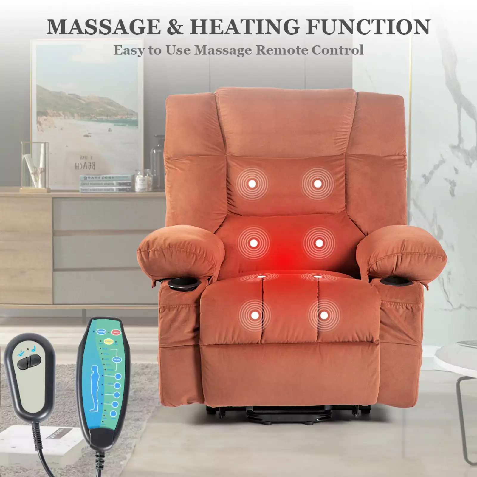 Miekor Power Lift Recliner Chair Heat and Massage Elderly Living Room