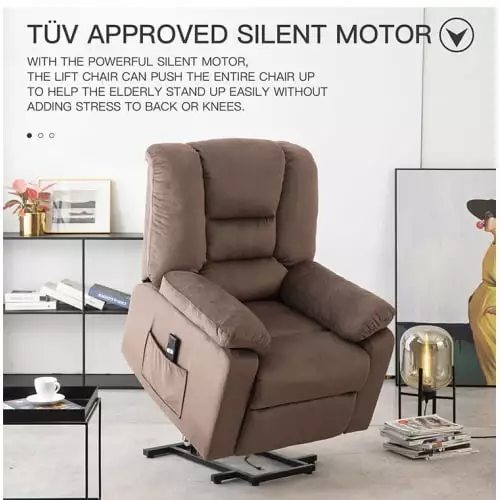 Power Lift Recliner Chair Elderly - Heavy Duty Fabric Sofa Safety Motion Reclining Mechanism Onuobao