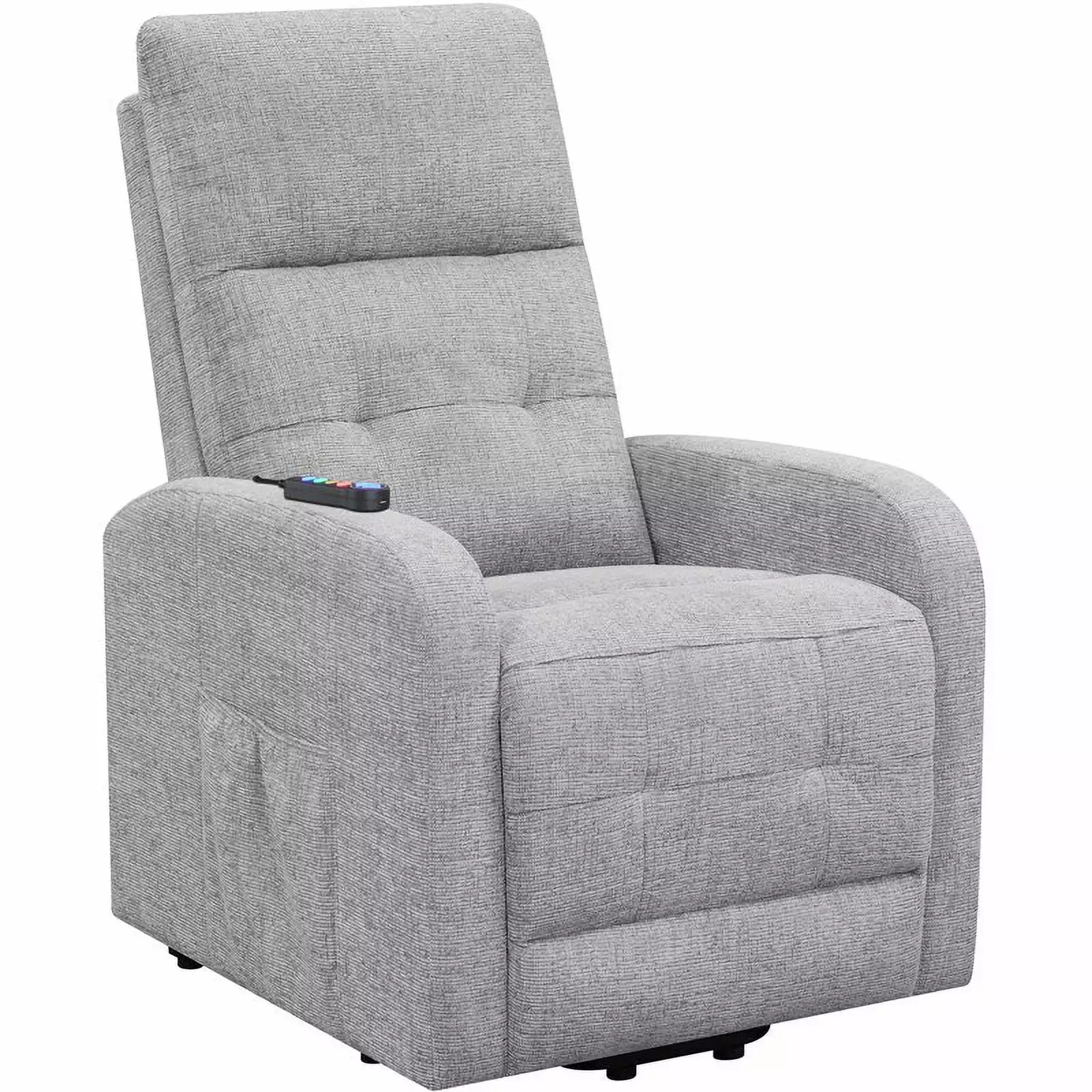 Pemberly Row Tufted Upholstered Power Lift Recliner Gray Finish Remote Control