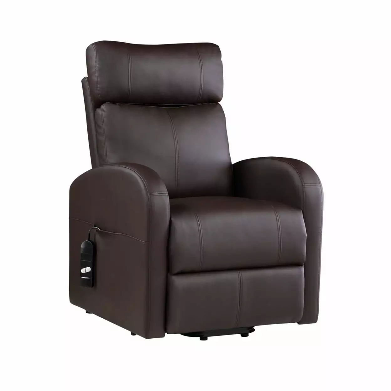 Power Lift Recliner Chair Brown Faux Leather Wired Controller - Saltoro Sherpi