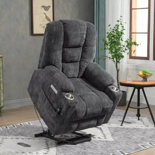 Large Power Lift Recliner Chair Massage and Heat Elderly - Overstuffed Wide Recliners USB and Type C Ports taoruifang