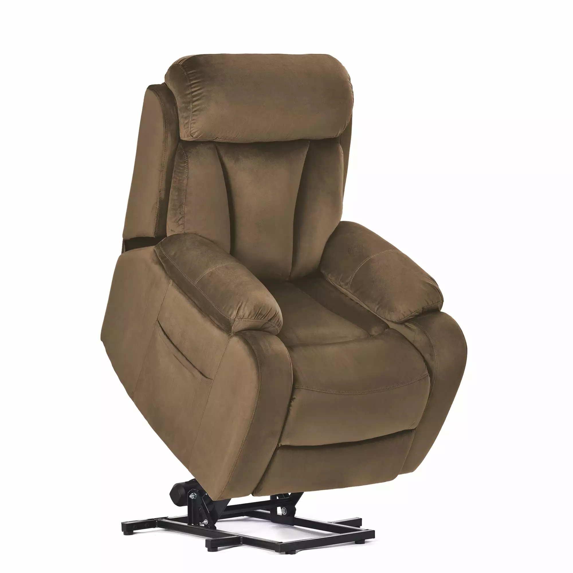 Power Lift Recliner Chair Elderly Remote Control Anti-skid Australia Cashmere Fabric Brown Wobythan