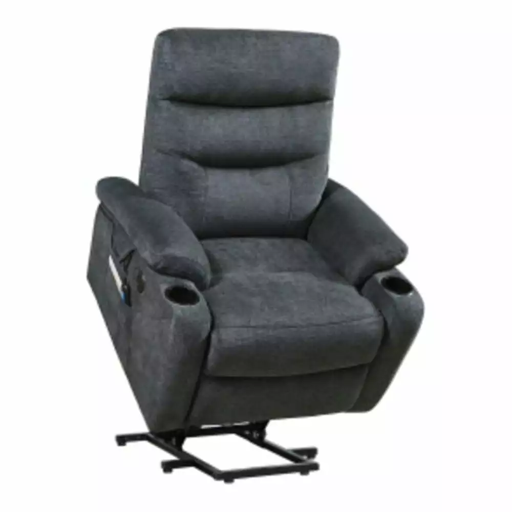 Liyasi Electric Power Lift Recliner Chair Massage Heat Elderly 3 Positions Side Pockets Cup Holders USB Charge Ports Dark ...