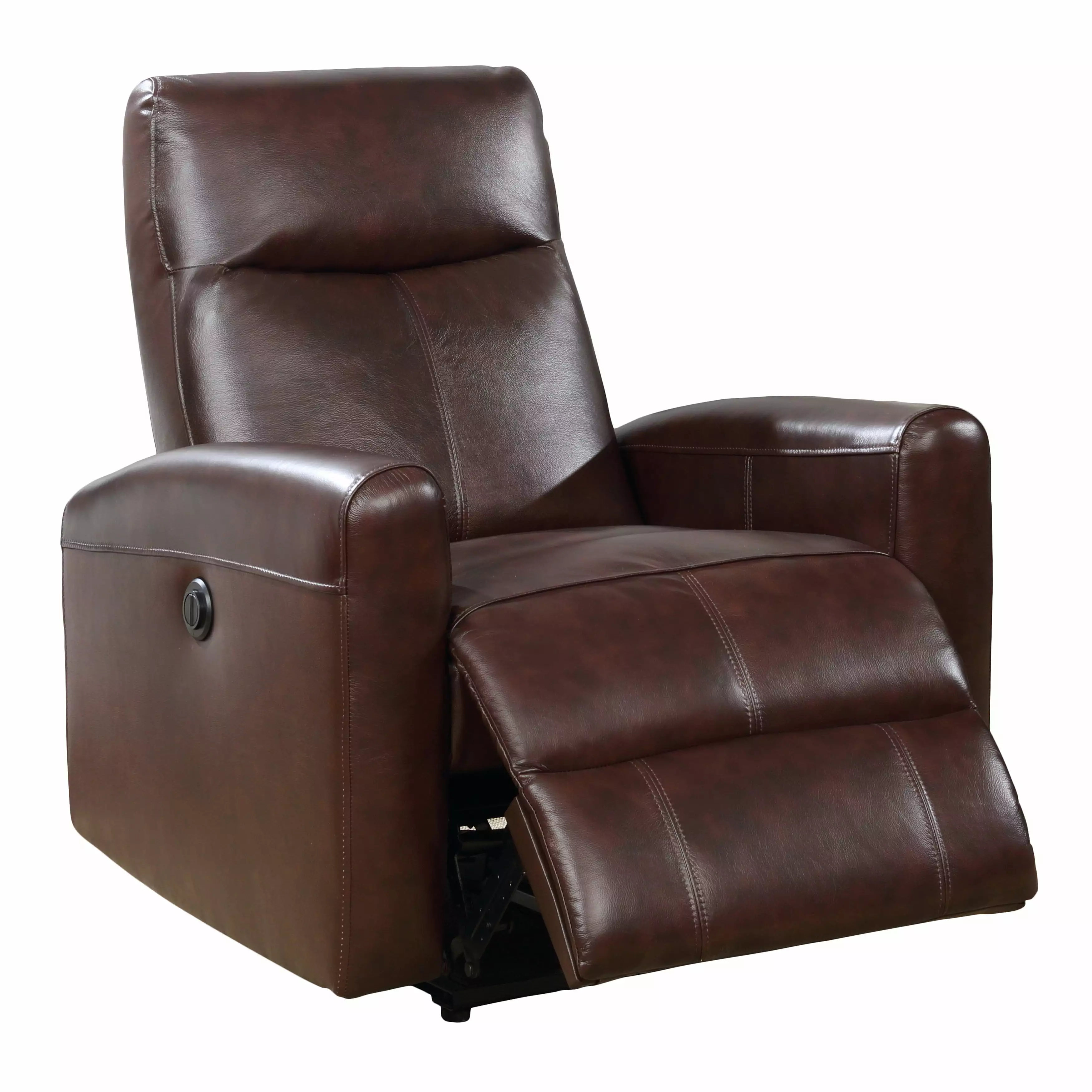 AC Pacific Power Recliner Eli Brown Faux Leather Lower Back Massager