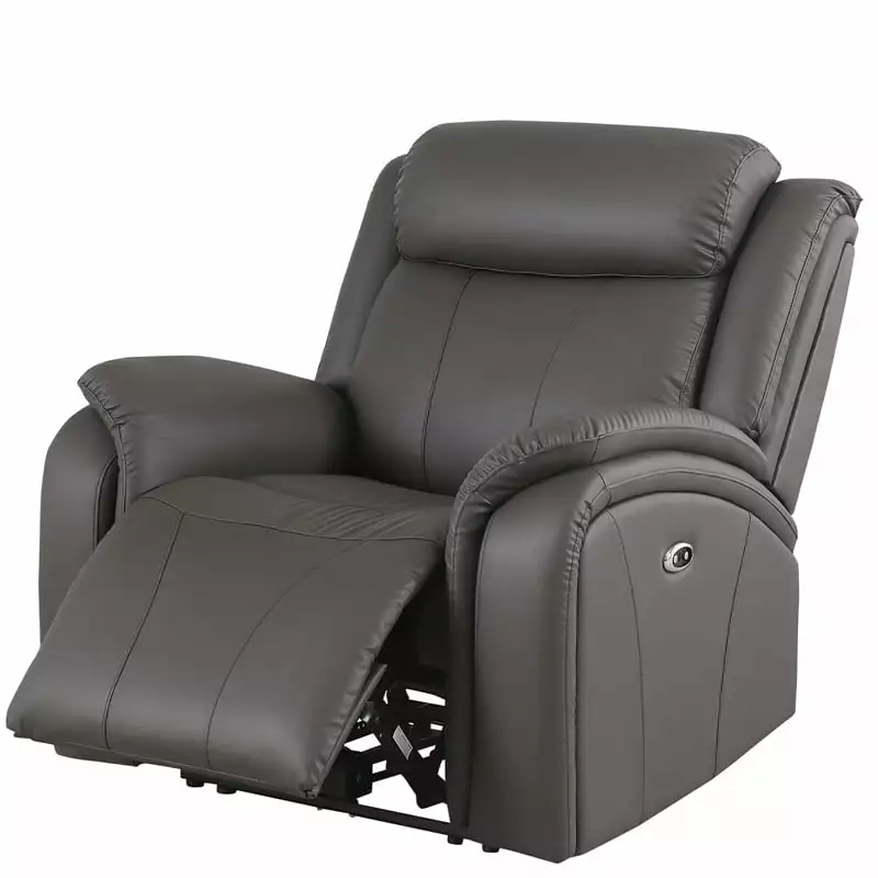 Leather Power Reclining Sofa Chair Home Theater Couch Gray Alexent