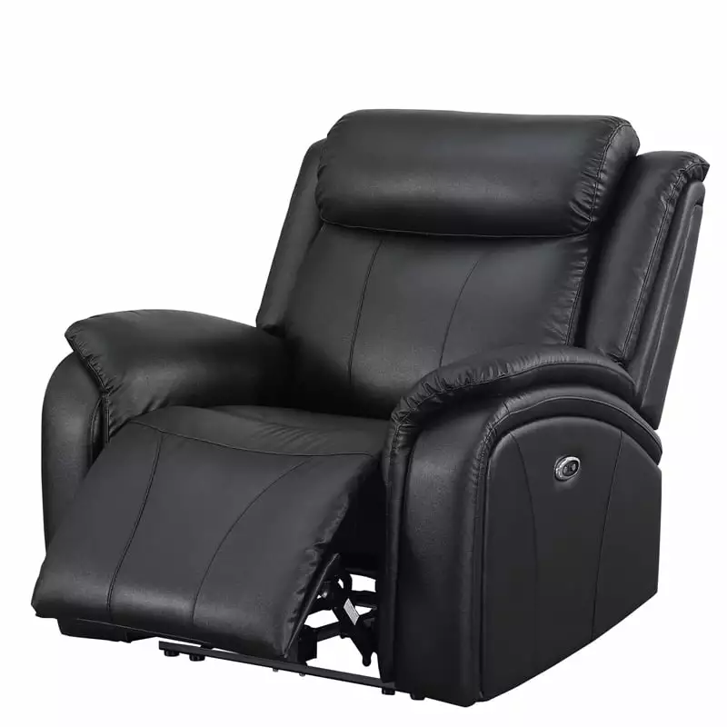 Leather Recliner Arm Chair Power Reclining Sofa Chair Home Theater Couch Black - Comfortable Lounge Chair Alexent