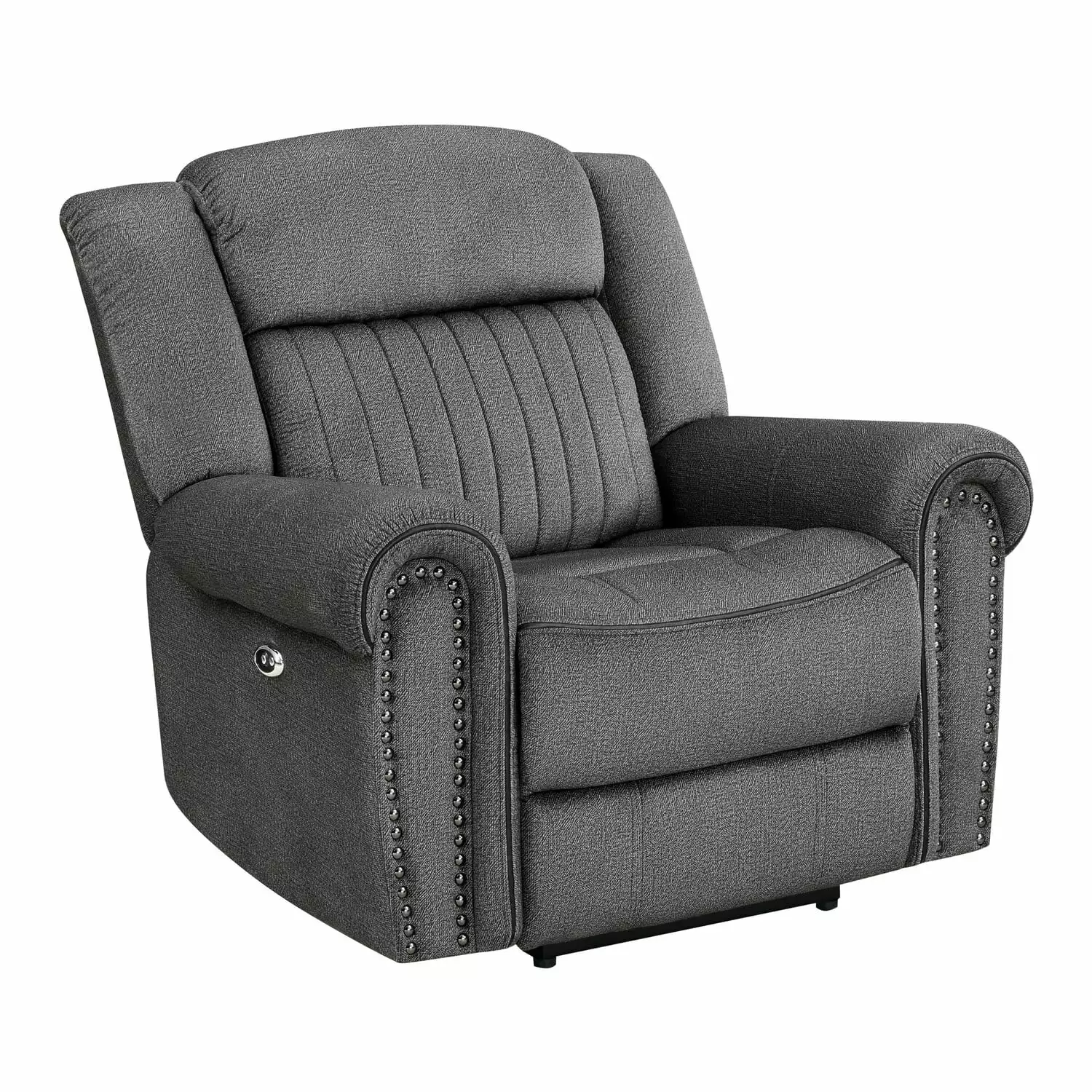 Benjara Ben 38 Inch Power Recliner Chair Gray Microfiber Soft Cushions and Solid Wood Frame