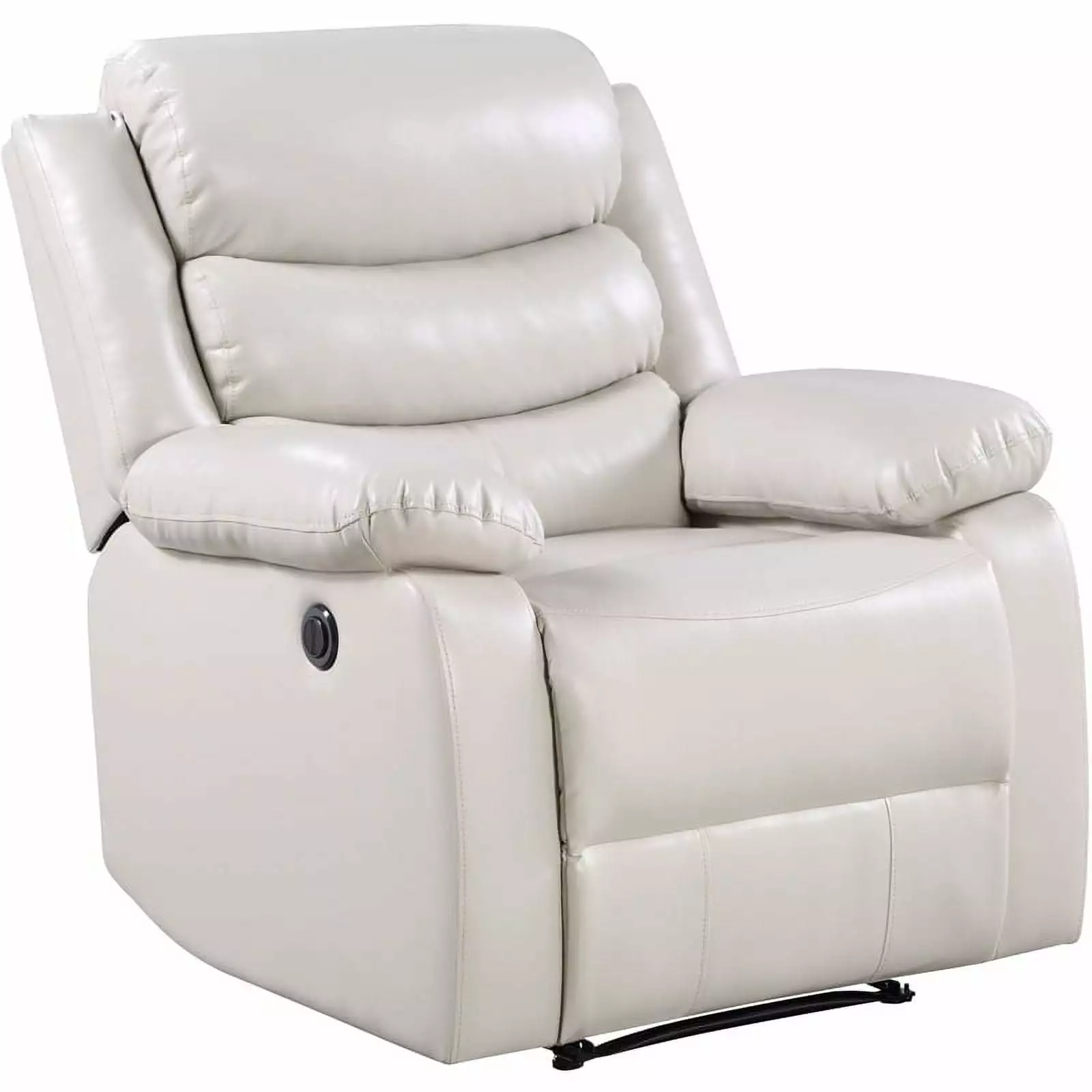 Bowery Hill Faux Leather Power Recliner Pillow Top Armrest Beige