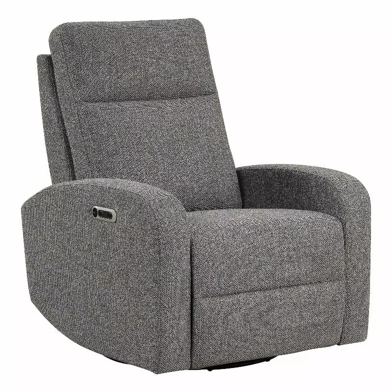 Bowery Hill Leather Power Swivel Glider Recliner Gray Finish - Modern Comfort Chair Living Room