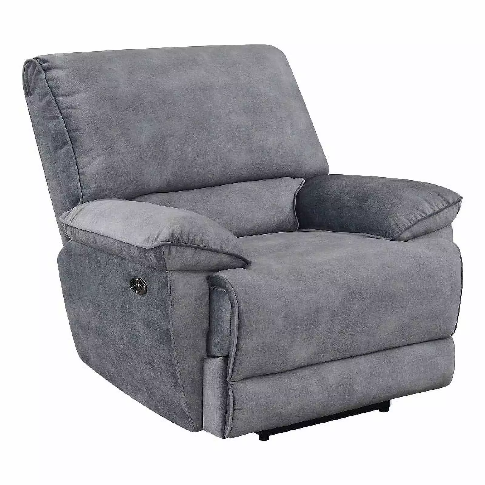 Bowery Hill Transitional Smoked Gray Polyester Fabric Power Recliner - Modern Electric Recliner Chair