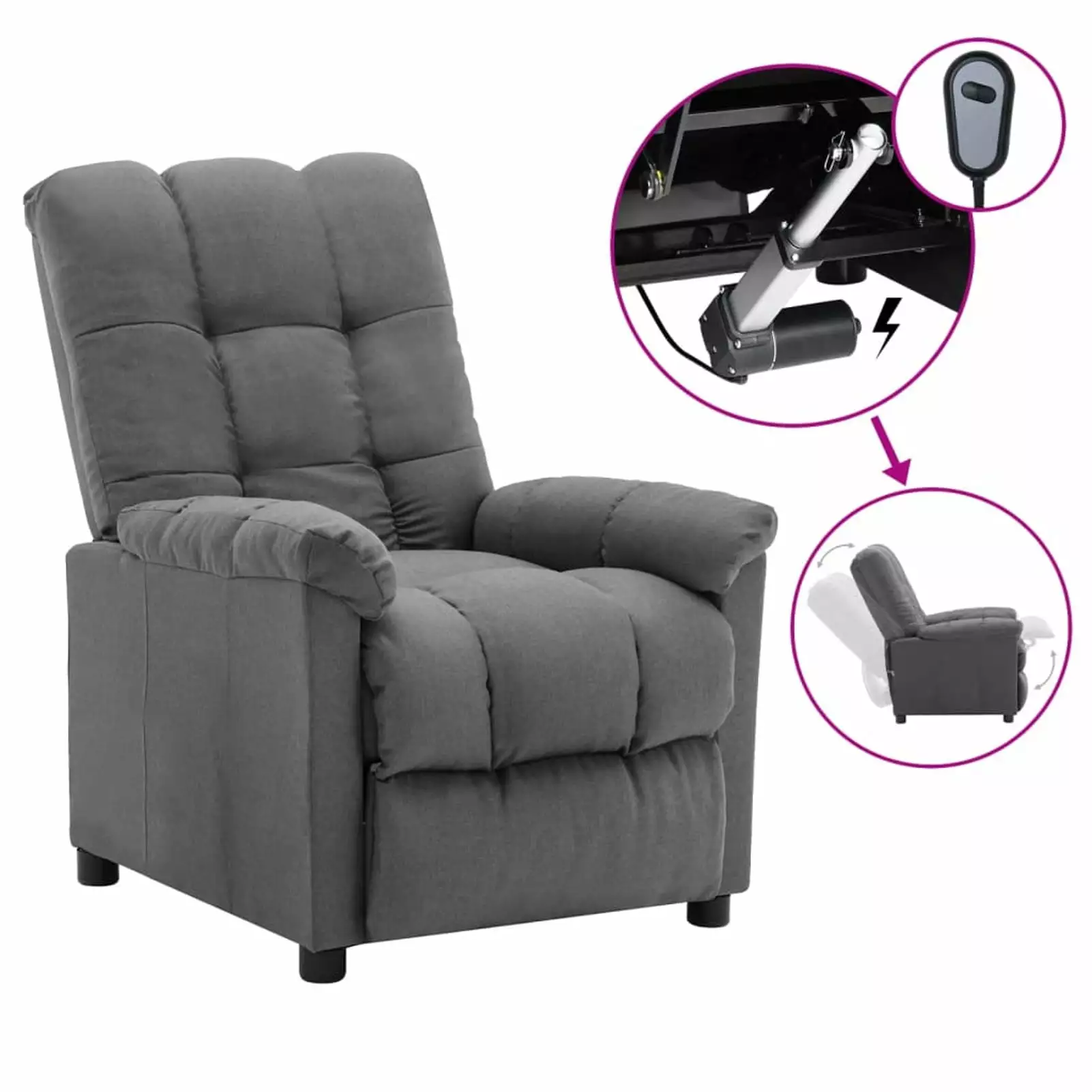 Electric Recliner Chair Light Gray Fabric Adjustable Positions Dcenta