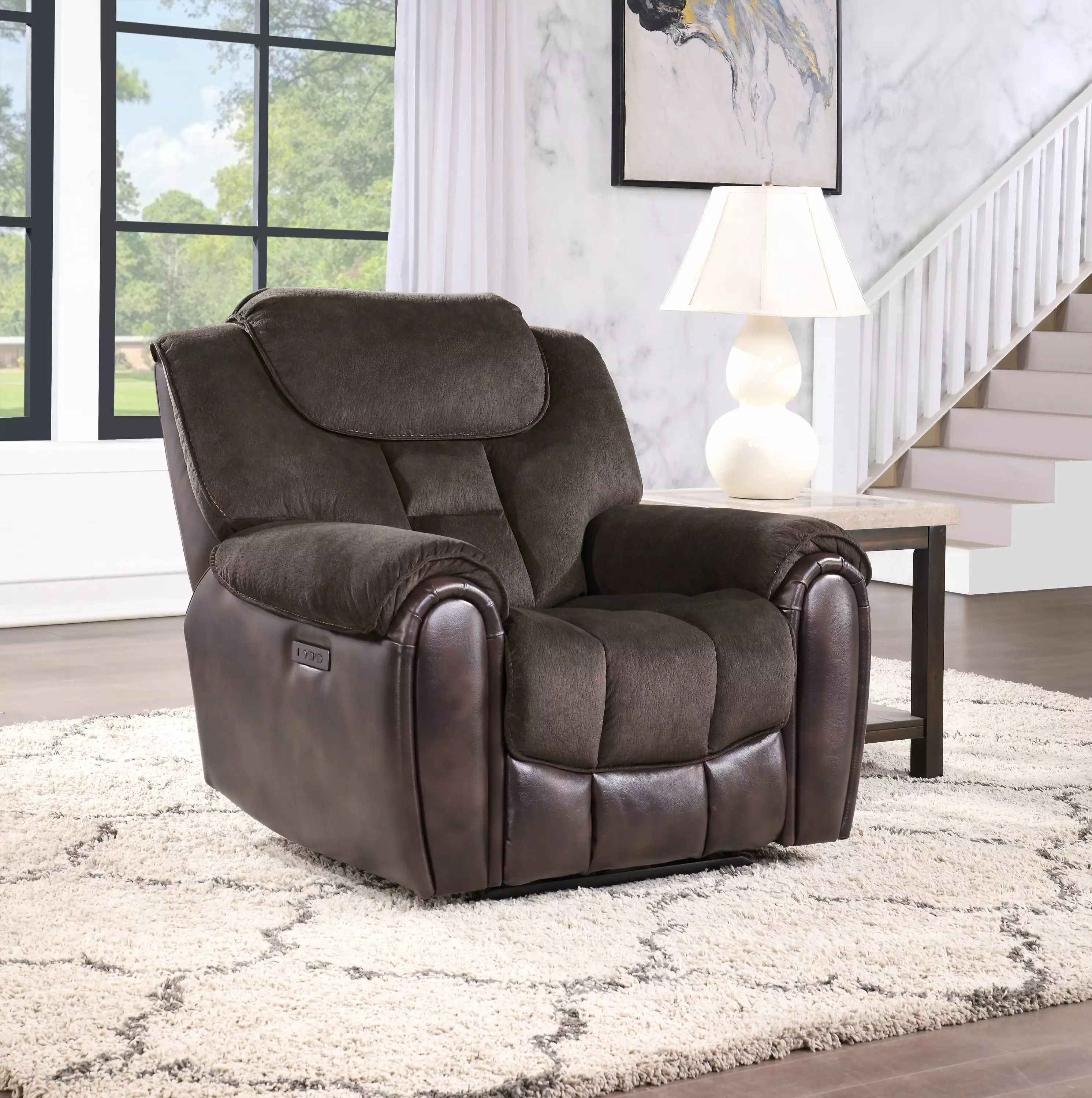 DeeHome Apollo Power Recliner Espresso Brown Living Room Comfort