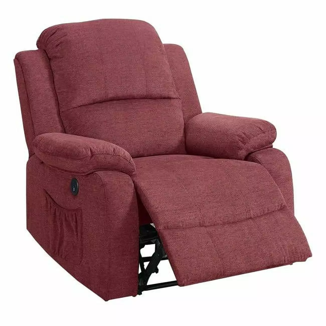 39 Fabric Power Recliner USB Port Red DeluxDesigns