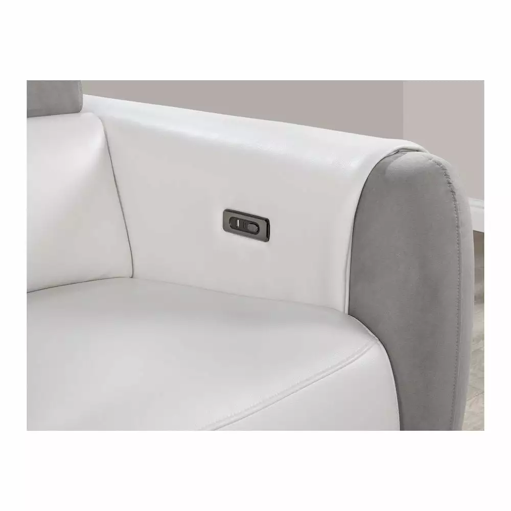 Global Furniture USA U8520 Blanche Power Recliner White and Gray Fabric