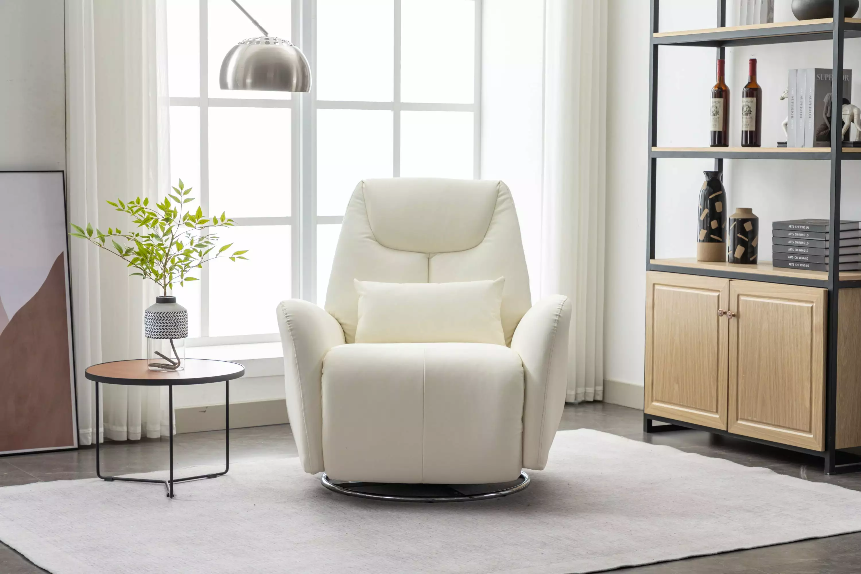 .I. 270 Degree Swivel Power Recliner White Contemporary Living Go Green Woods
