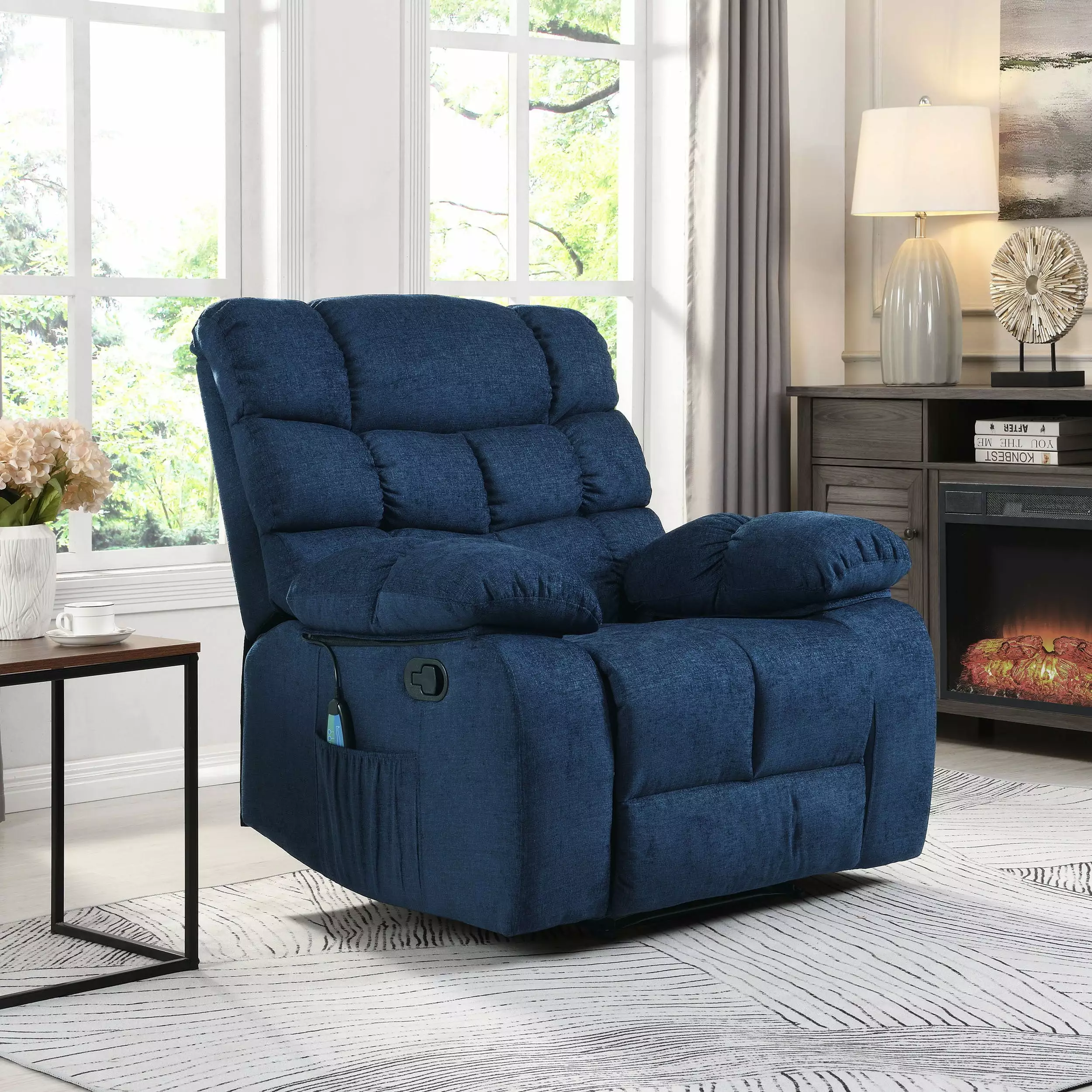 Jovan Blue Power Recliner Massage Function Living Room Go Green Woods