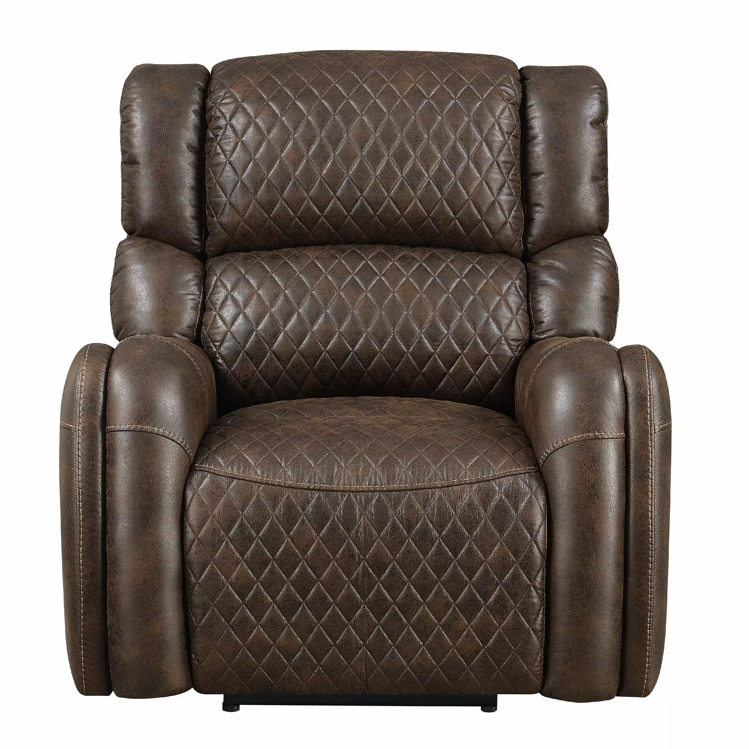 Home Meridian Upholstered Quilted Power Recliner USB Charging Walnut Brown