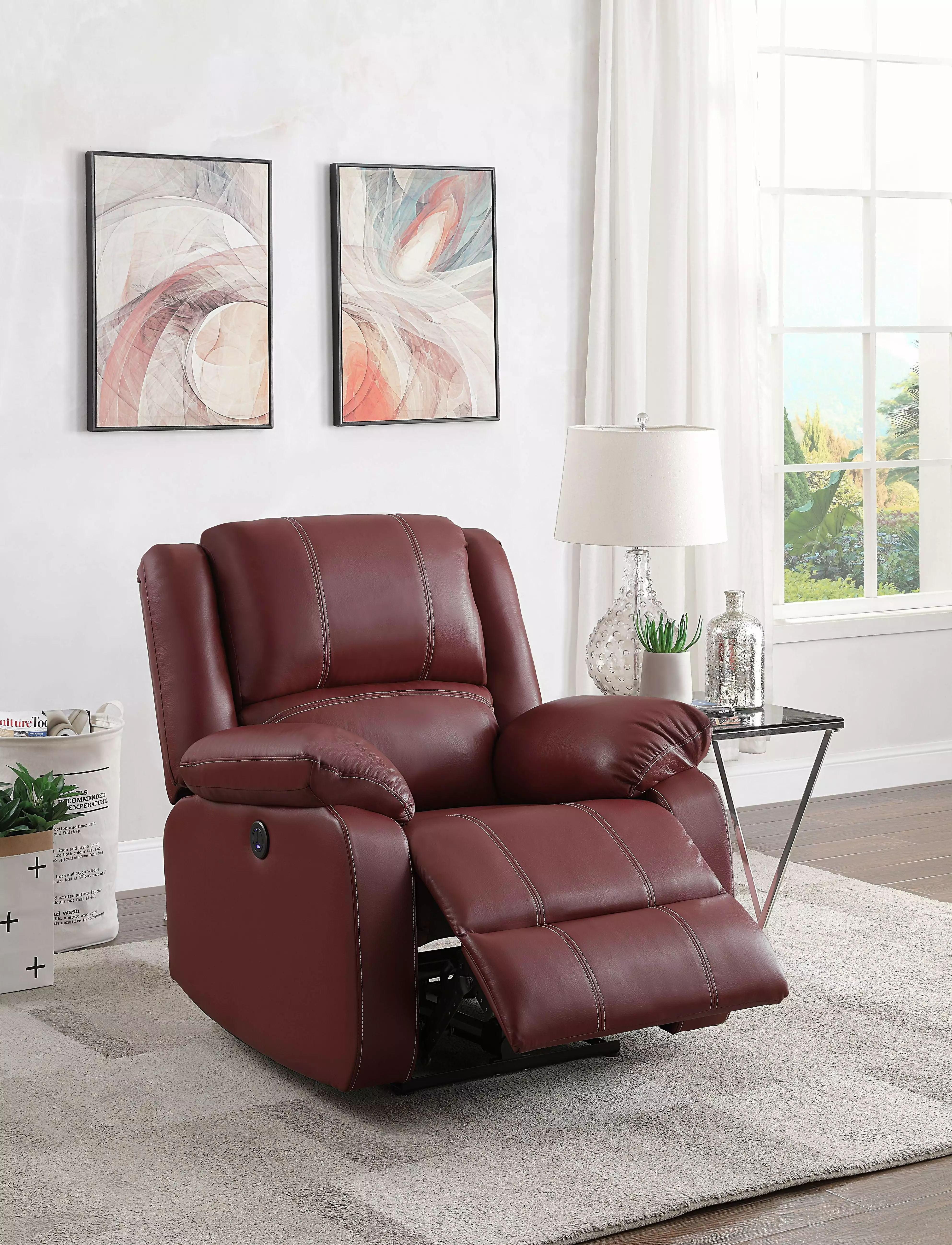 ACME Zuriel Power Recliner Red PU 52153 JY