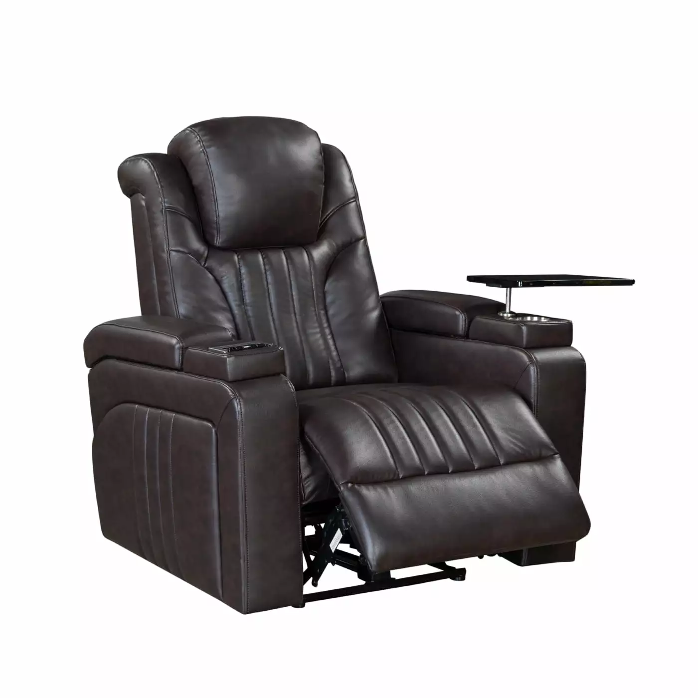 Brown Power Recliner Chair Adjustable Headrest Wireless Charging and USB Port LMing