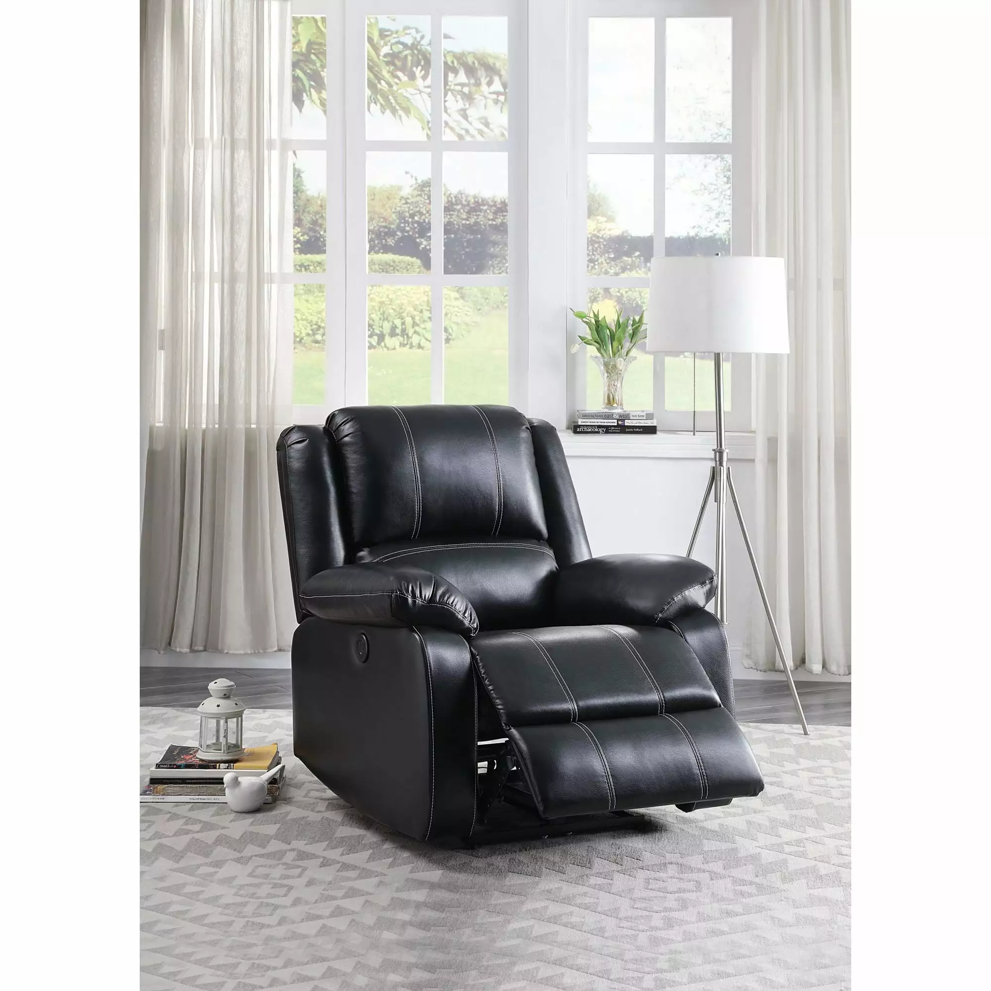 Miekor Furniture Zuriel Power Recliner Black PU Ultimate Relaxation