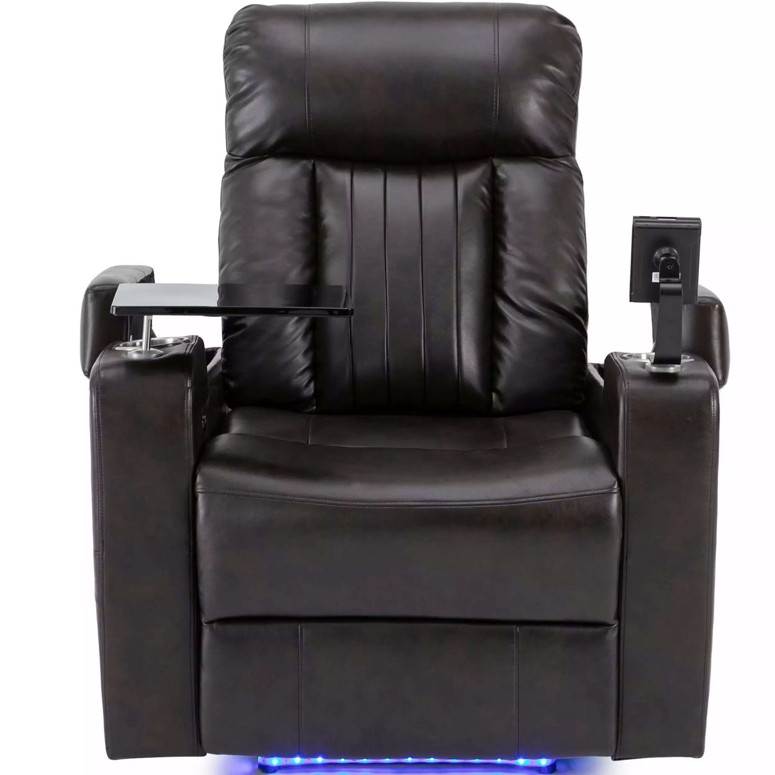 Power Motion Recliner USB Charging Port Hidden Arm Storage 360° Swivel Tray Table Brown Miekor