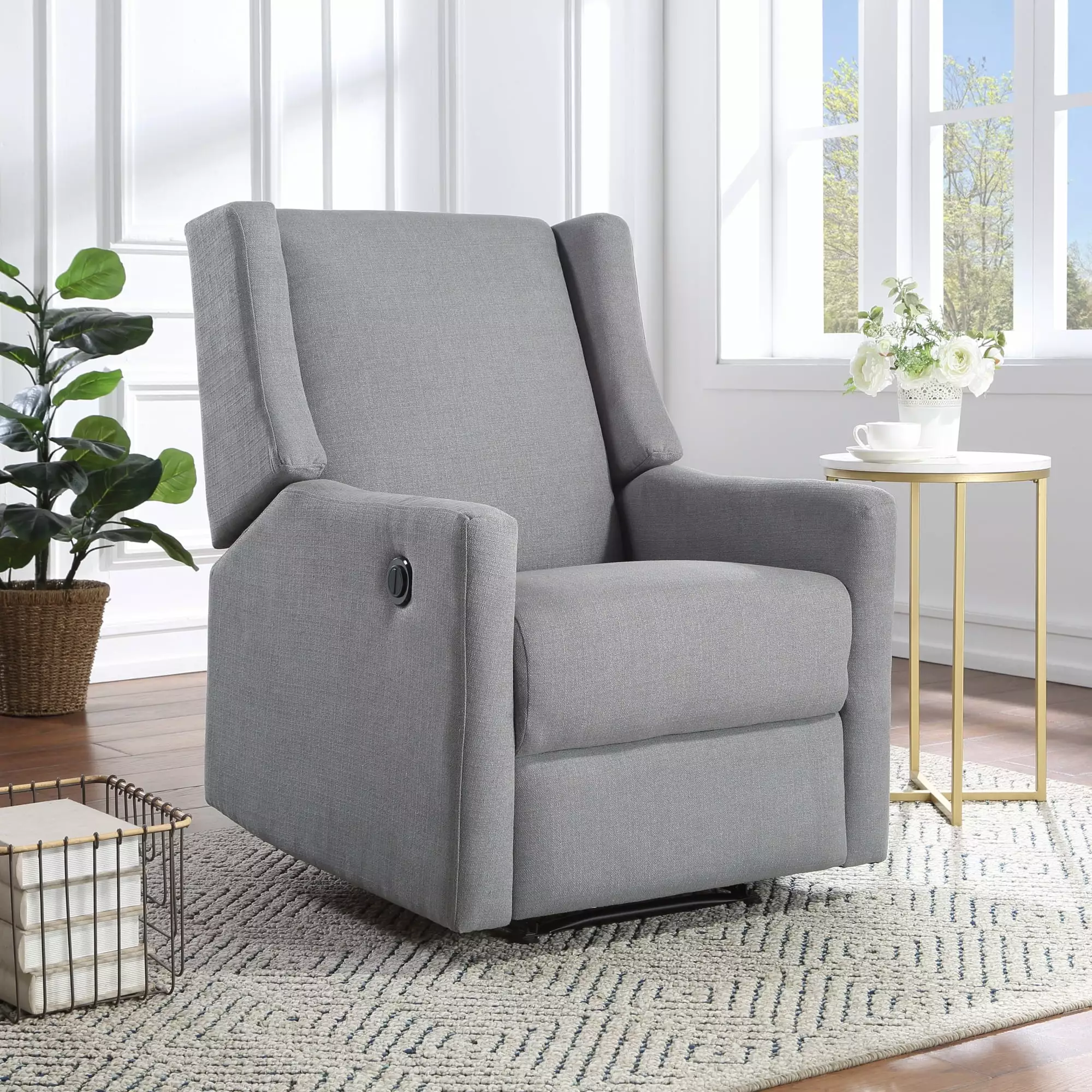 Pronto Power Recliner Oyster Gray Fabric Miekor