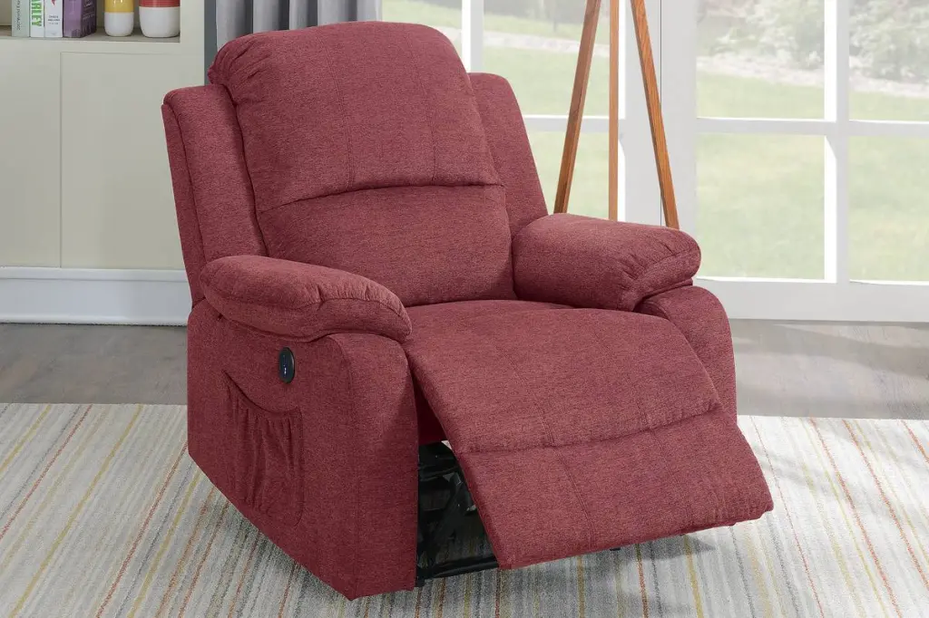 Power Recliner Paprika Red Velvet Adjustable Features poundex