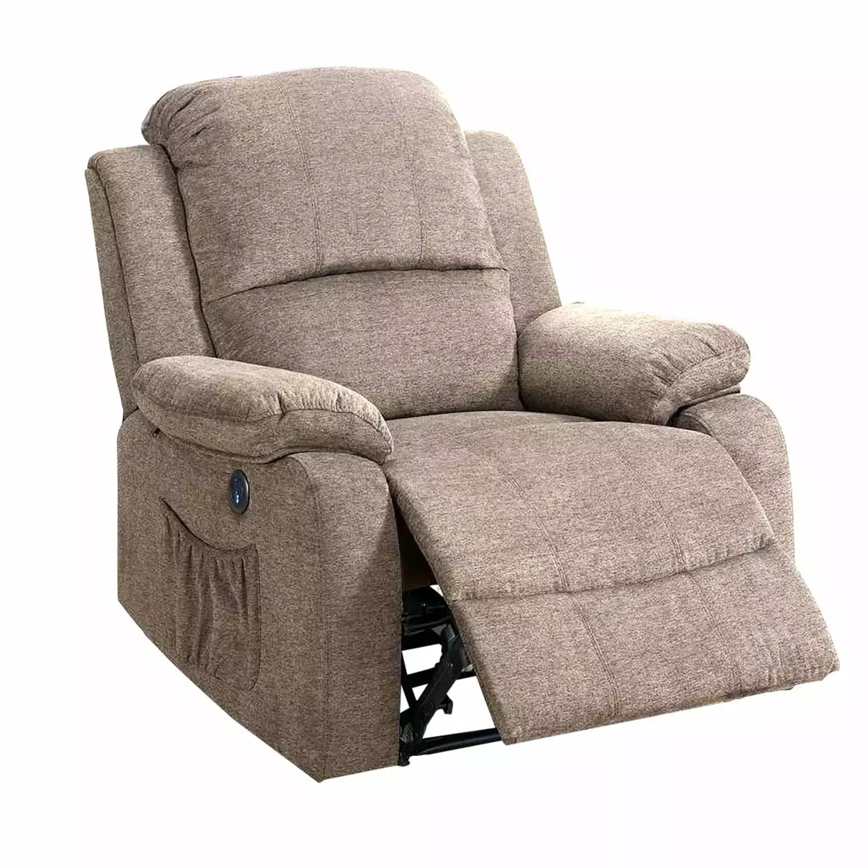39 Inch Fabric Power Recliner USB Port Brown - Saltoro Sherpi