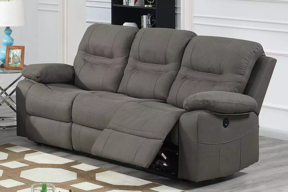 Breathable Leatherette Power Recliner Sofa Slate Blue Electric Lounge Chair SIMPLE RELAX