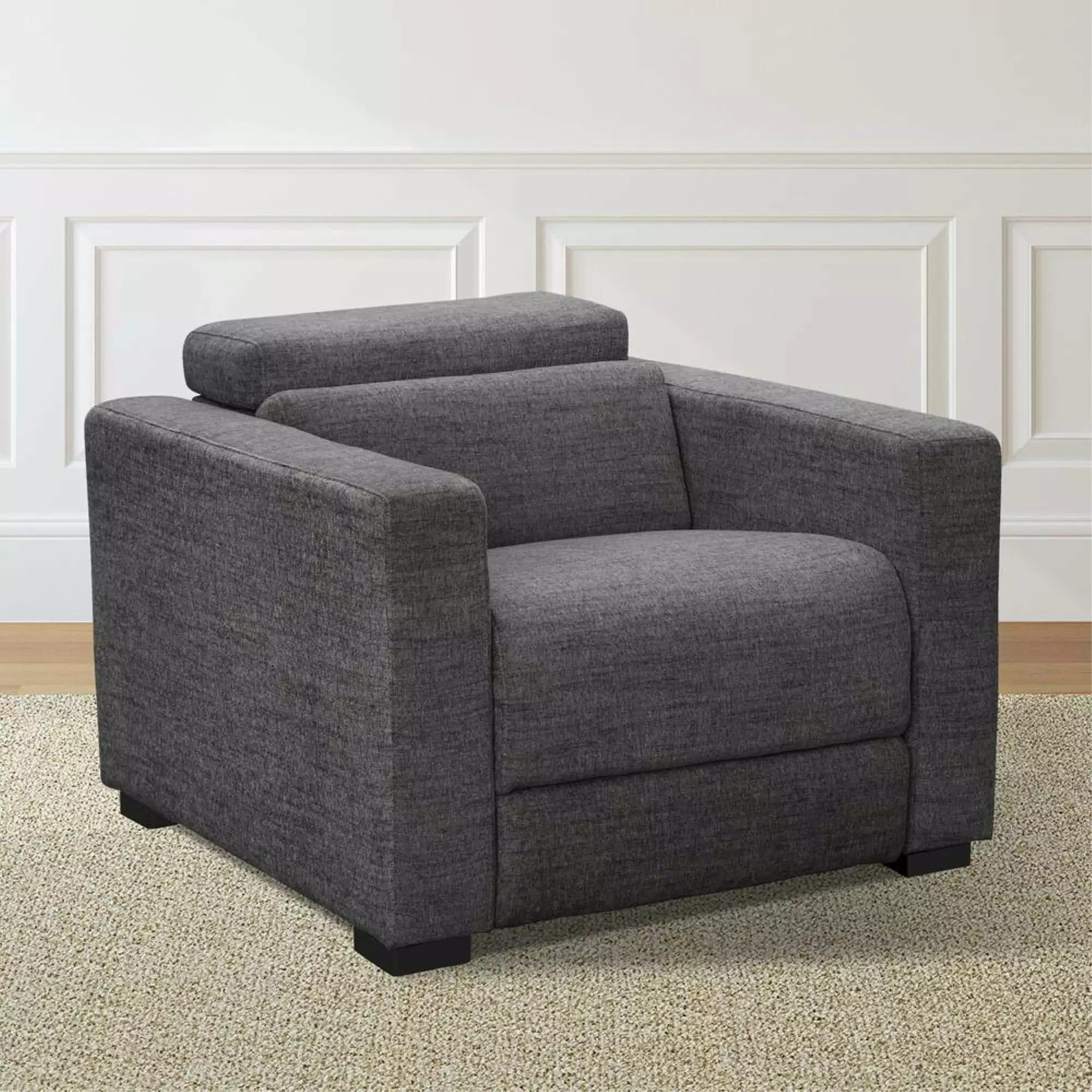 Zara Dark Gray Polyester Fabric Power Reclining Chair Steve Silver Company