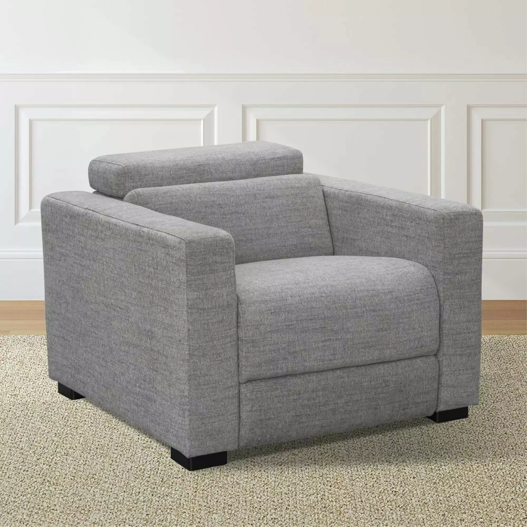 Zara Light Gray Polyester Fabric Power Reclining Chair Living Room Steve Silver Company