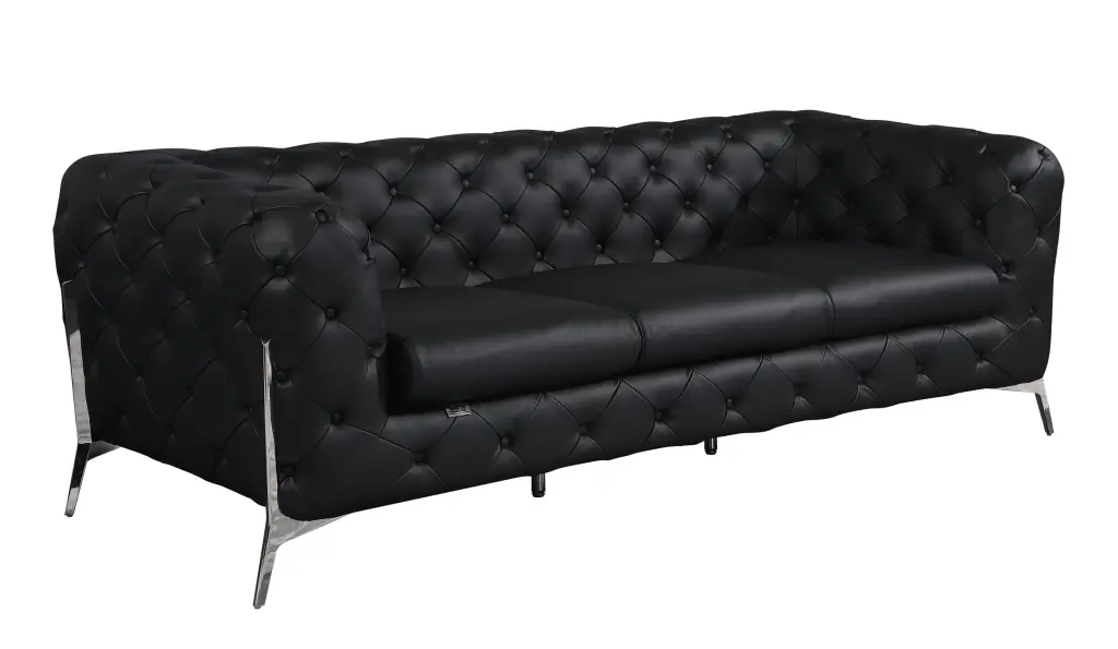 Top Grain 100% Italian Leather Power Reclining Sofa Black Foam Cushions global united