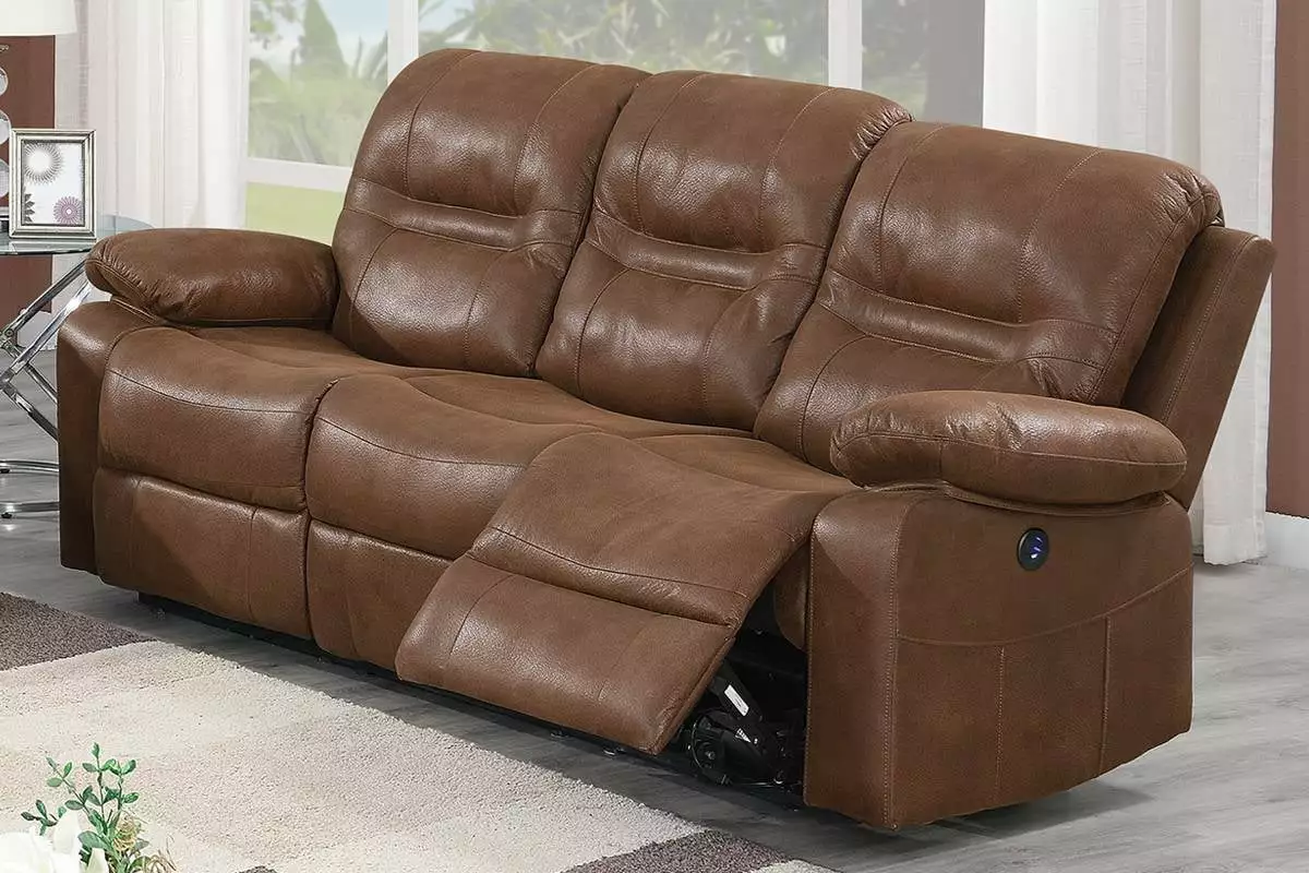 Breathable Leatherette Power Sofa Dark Brown SIMPLE RELAX