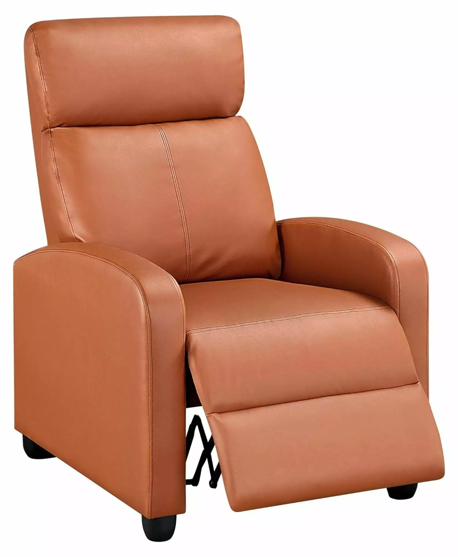 Superwum Single Recliner Chair PU Leather Recliner Sofa Padded Seat Club Chair Living Room Home Theater Seating Tan