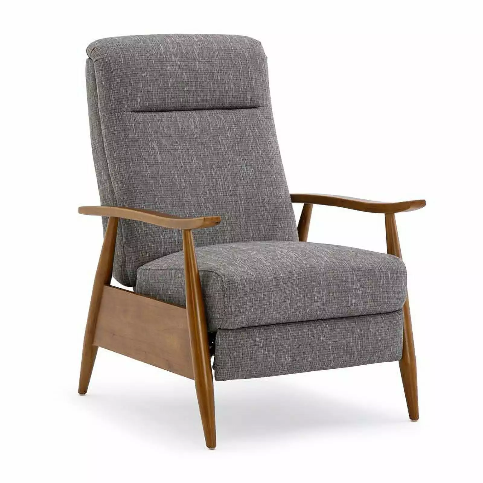 Bowery Hill Modern Wood Arm Push Back Recliner Gray Performance Fabric