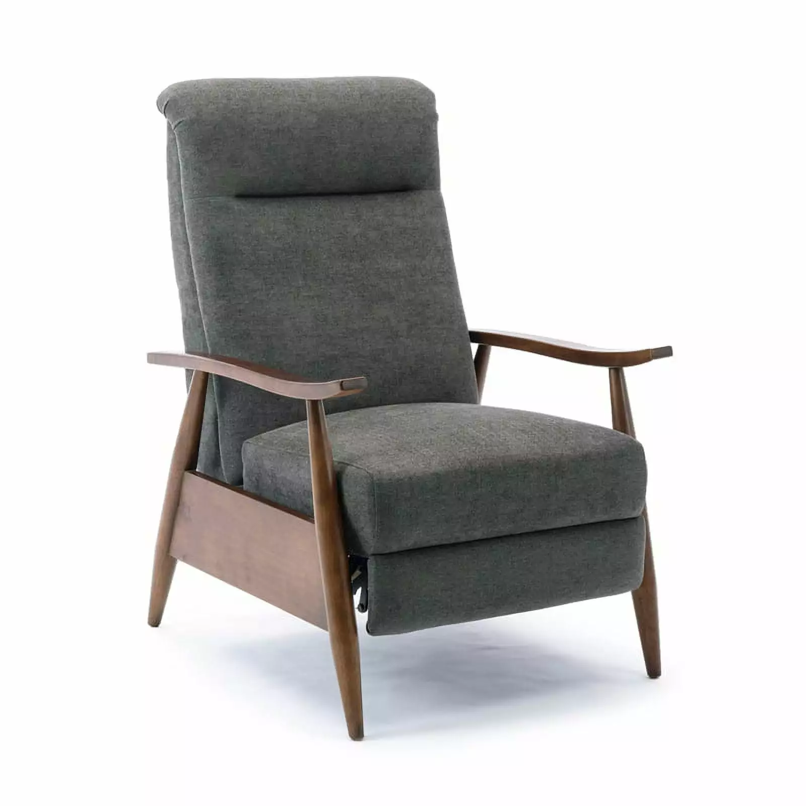 Bowery Hill Wooden Arm Push Back Recliner Charcoal Finish