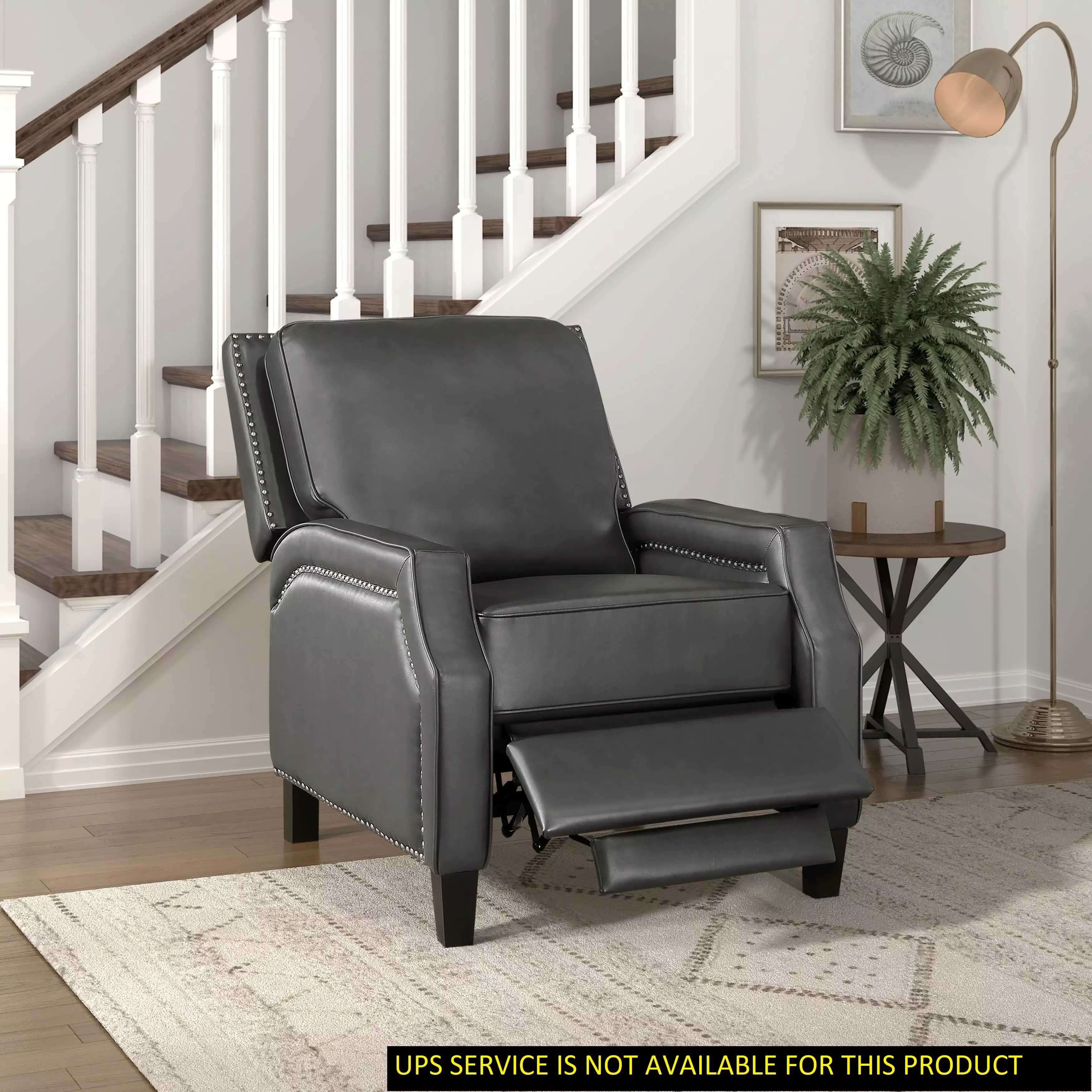 CoSoTower Push Back Reclining Chair Transitional Style Grey Color Self-Reclining Motion