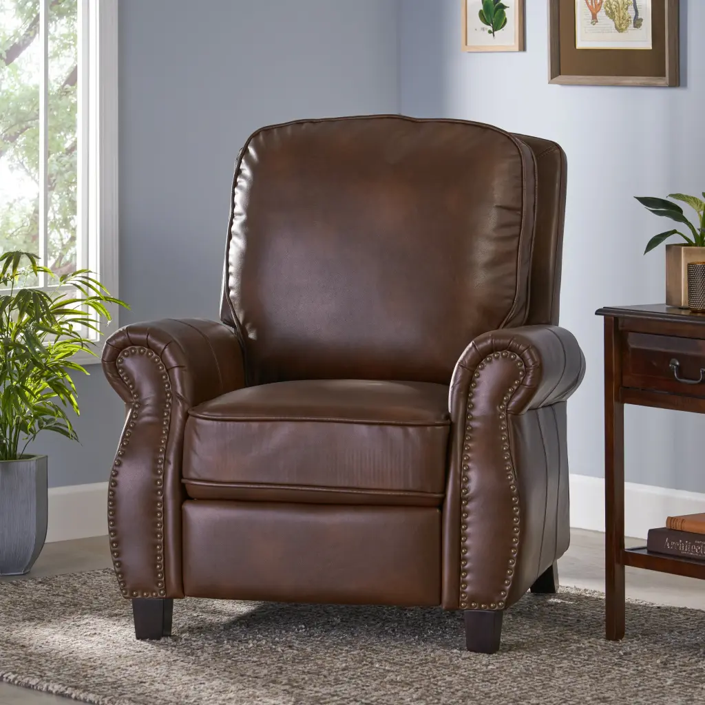 Push Rack Recliner Brown PU Leather nh-inmax